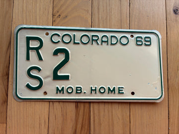 1969 Colorado Mobile Home License Plate - Low Number 2