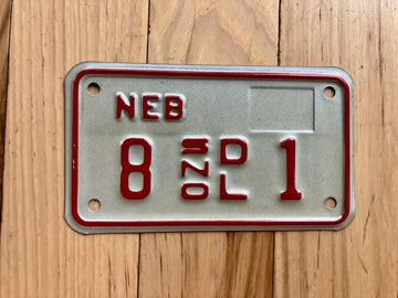1987 to 1989 Nebraska Snowmobile Dealer Motorcycle License Plate
