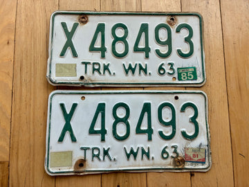 1963 Pair of Washington State Truck License Plates -Check With DOL First For YOM