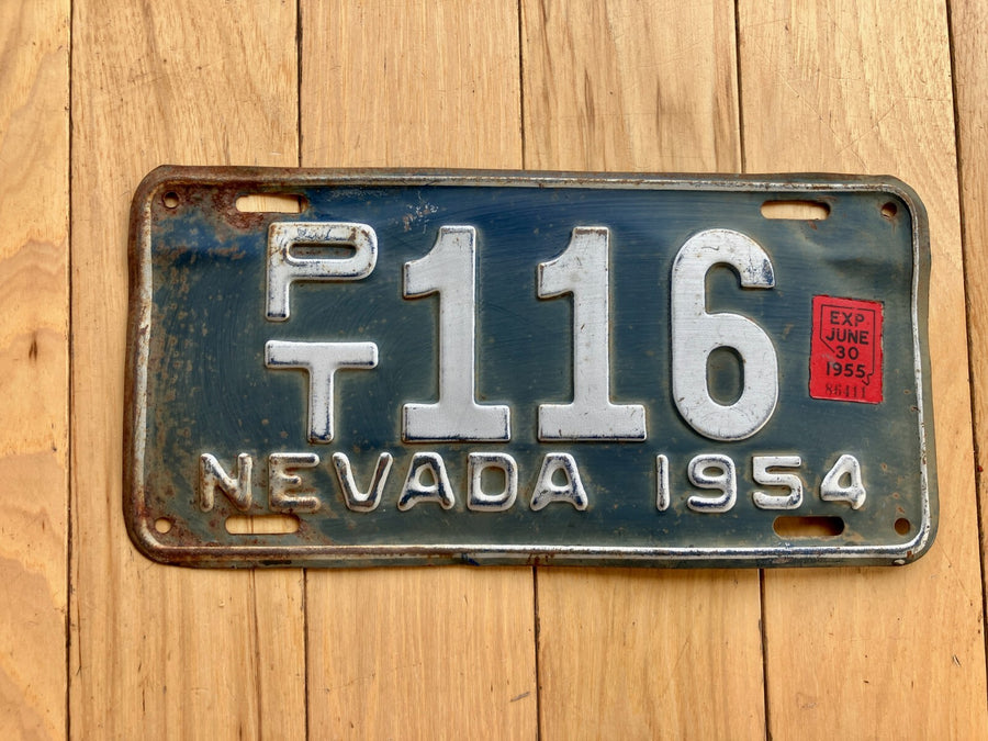 1954 Nevada License Plate W/ 1955 Tab