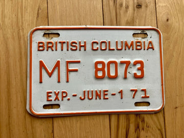 1970 British Columbia Motive Fuel License Plate