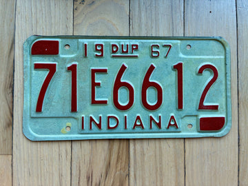 1967 Indiana Duplicate License Plate