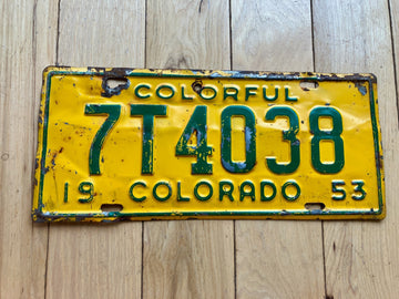 1953 Colorado Truck License Plate
