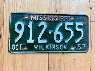 1957 Mississippi Wilkinson County License Plate