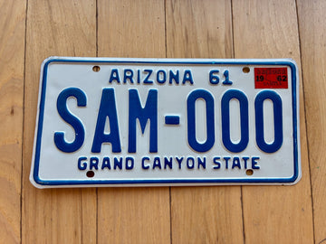 1961 1962 Arizona Sample License Plate