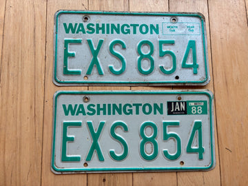 1983 Pair of Washington State License Plates W/1988 Tab - Check With DOL For YOM