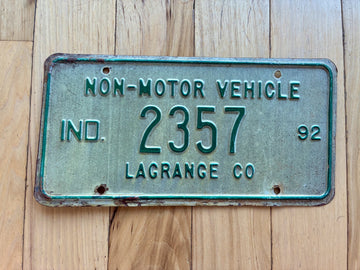 1992 Indiana Non Motor Vehicle/ Buggy License Plate