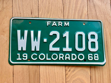 1968 Colorado Farm License Plate