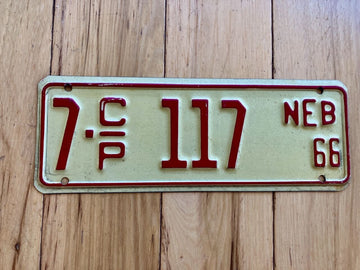1966 Nebraska Cabin Permit License Plate