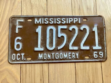 1969 Mississippi Montgomery County License Plate