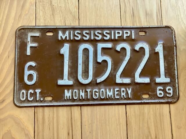 1969 Mississippi Montgomery County License Plate