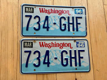 1996 Pair of Washington State License Plates - Check With DOL First For YOM
