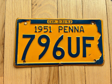 1951 1952 Pennsylvania License Plate