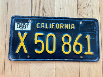 1963 1964 California License Plate