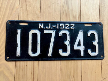 1922 New Jersey License Plate (Possibly Some Touch Up Paint?)