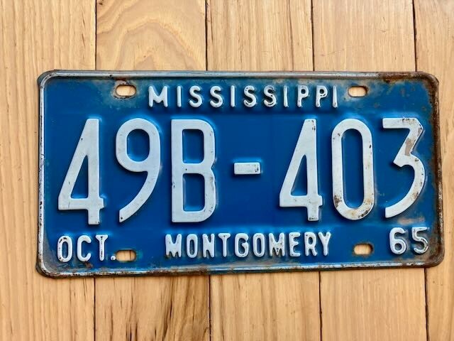 1965 Mississippi Montgomery County License Plate