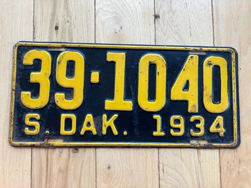 1934 South Dakota License Plate