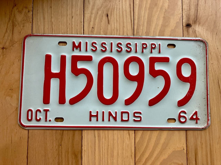 1964 Mississippi Hinds County License Plate