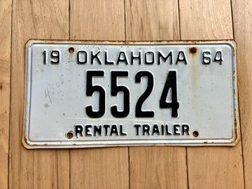 1964 Oklahoma Rental Trailer License Plate