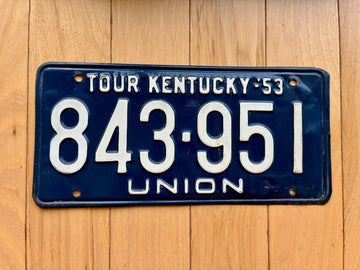 1953 Kentucky Union County License Plate