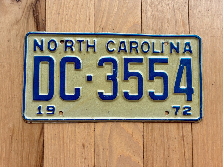 1972 North Carolina License Plate