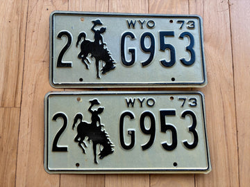 1973 Pair of Wyoming License Plates