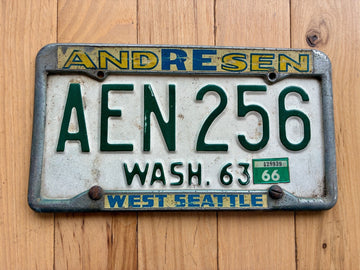 1963 1966 Washington State License Plate W/ Frame (Check With DOL First For YOM)