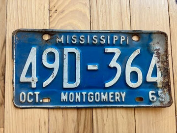 1965 Mississippi Montgomery County License Plate
