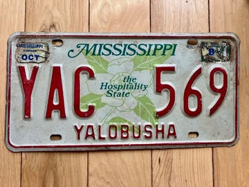 1980 Mississippi Yalobusha County License Plate
