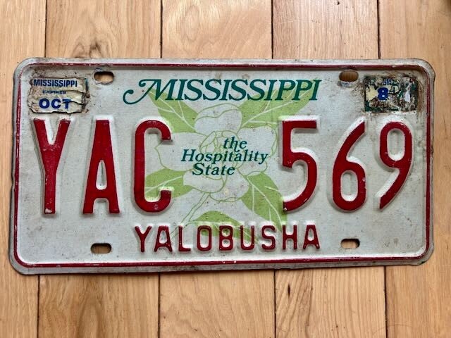 1980 Mississippi Yalobusha County License Plate