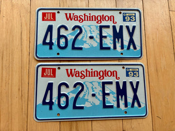 1993 Pair of Washington State License Plates - Check With DOL First For YOM