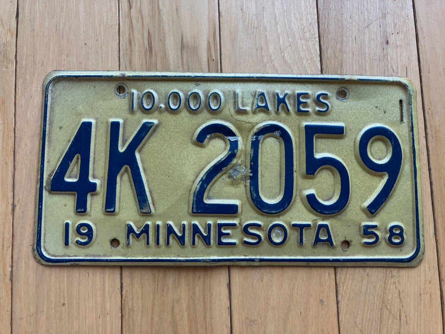 1958 Minnesota License Plate