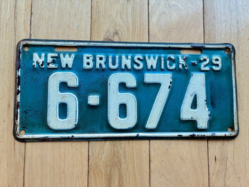 1929 New Brunswick License Plate