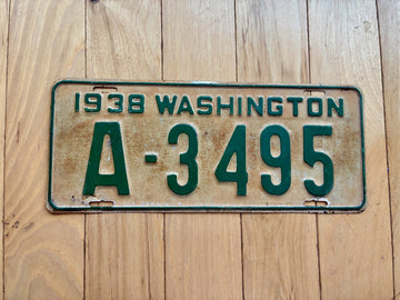 1938 Washington State King County License Plate