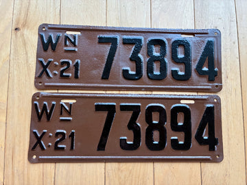 1921 Pair of Poorly Repainted Washington State License Plates
