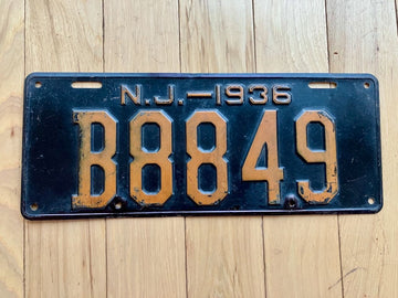 1936 New Jersey License Plate