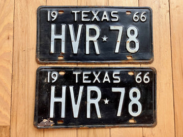 Pair of 1966 Texas License Plates - Check With DMV For YOM
