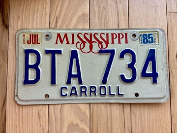 1985 Mississippi Carroll County License Plate