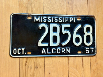 1967 Mississippi Alcorn County License Plate