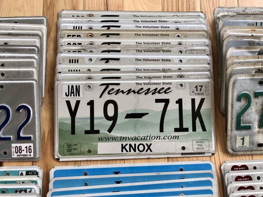 100 License Plates- 10 of Each State in Craft Condition