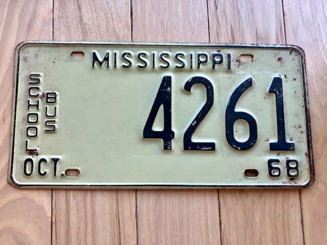 1968 Mississippi School Bus License Plate