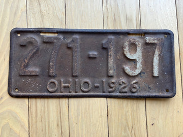 1926 Ohio License Plate