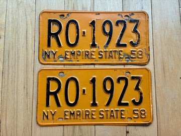 Pair of 1958 New York License Plates