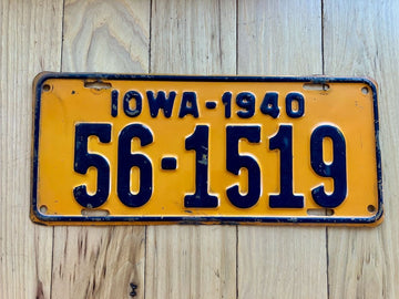 1940 Iowa License Plate