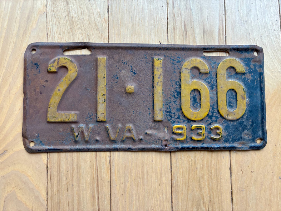 1933 West Virginia License Plate