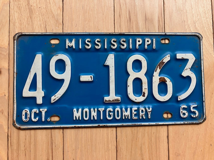 1965 Mississippi Montgomery County License Plate