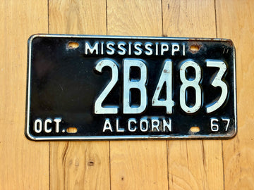 1967 Mississippi Alcorn County License Plate