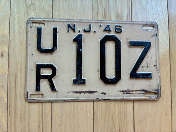 1946 New Jersey License Plate - Low Number