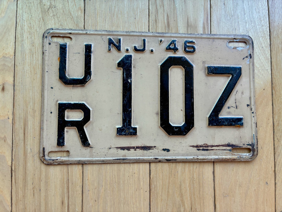 1946 New Jersey License Plate - Low Number