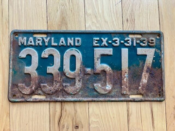1939 Maryland License Plate